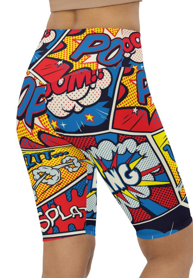 Superhero Comics Biker Shorts