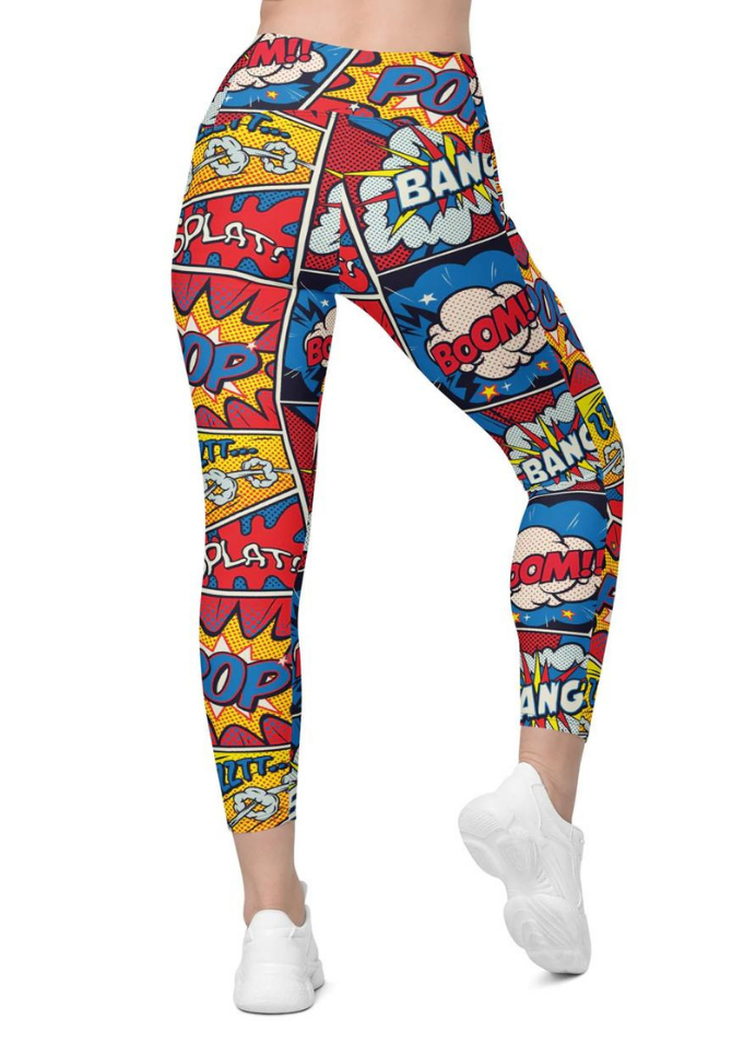 Superhero Comics Crossover Leggings With Pockets