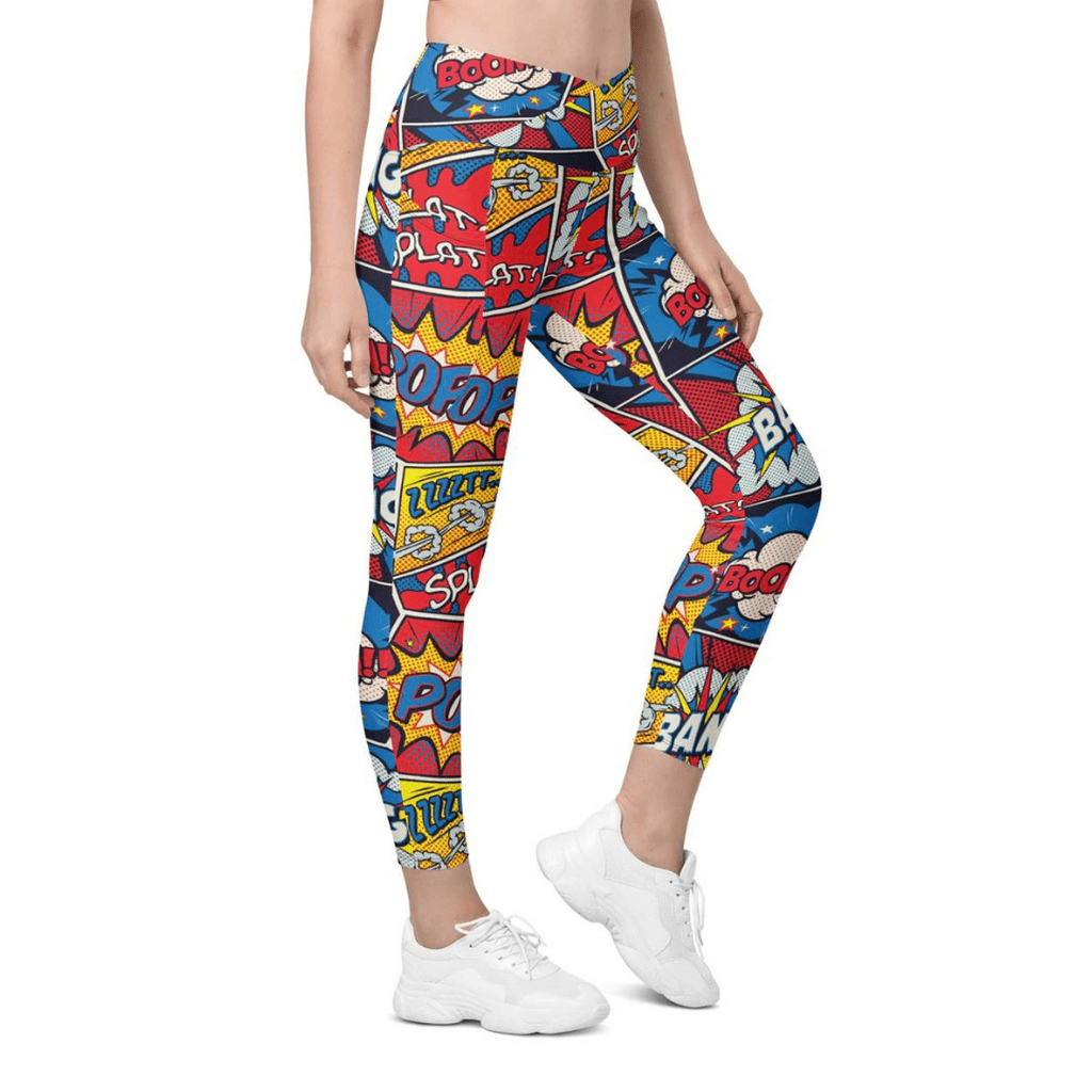 Superhero Comics Crossover Leggings With Pockets