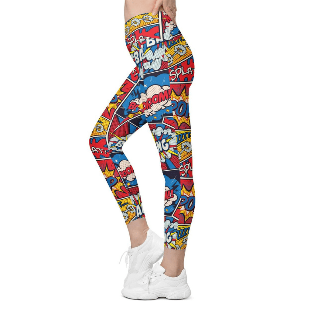 Superhero Comics Crossover Leggings With Pockets