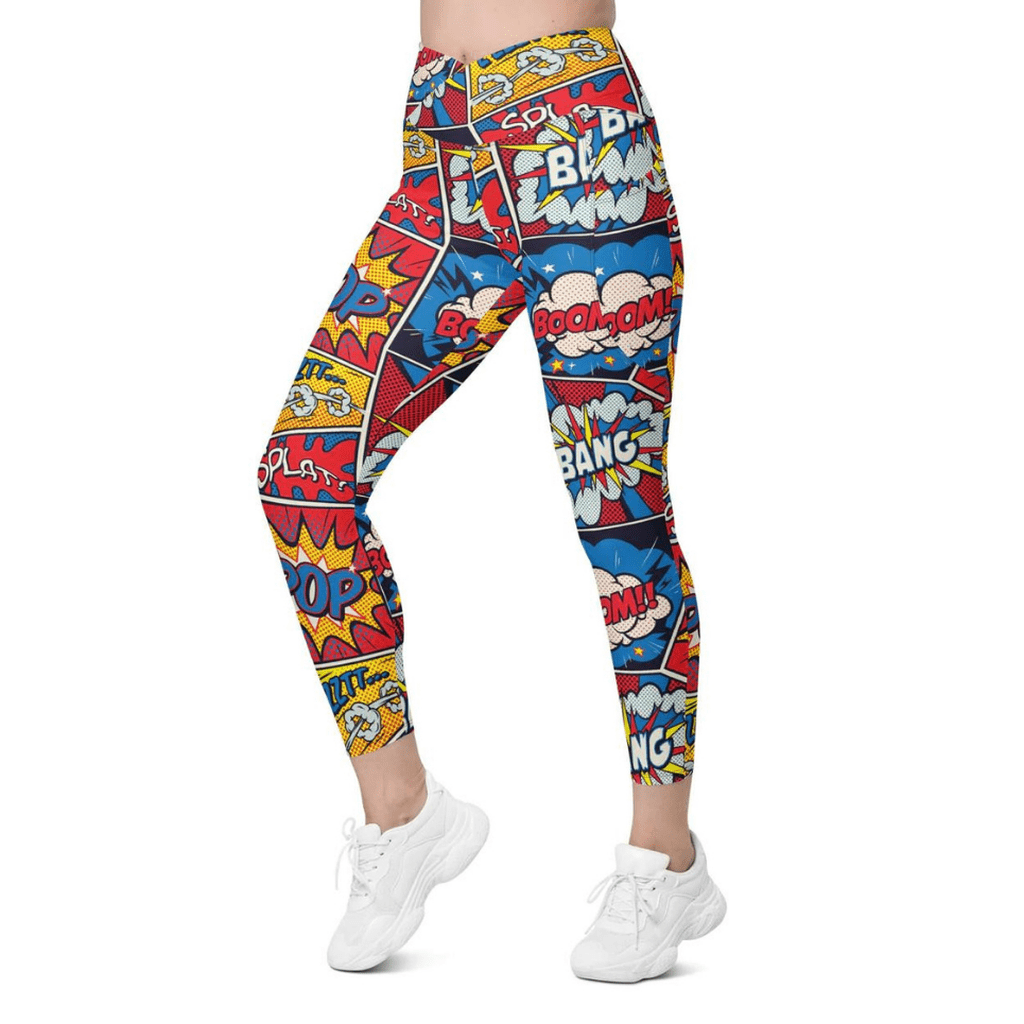 Superhero Comics Crossover Leggings With Pockets