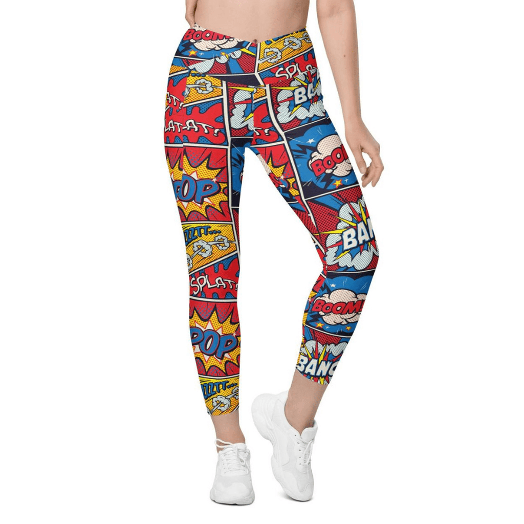 Superhero Comics Crossover Leggings With Pockets