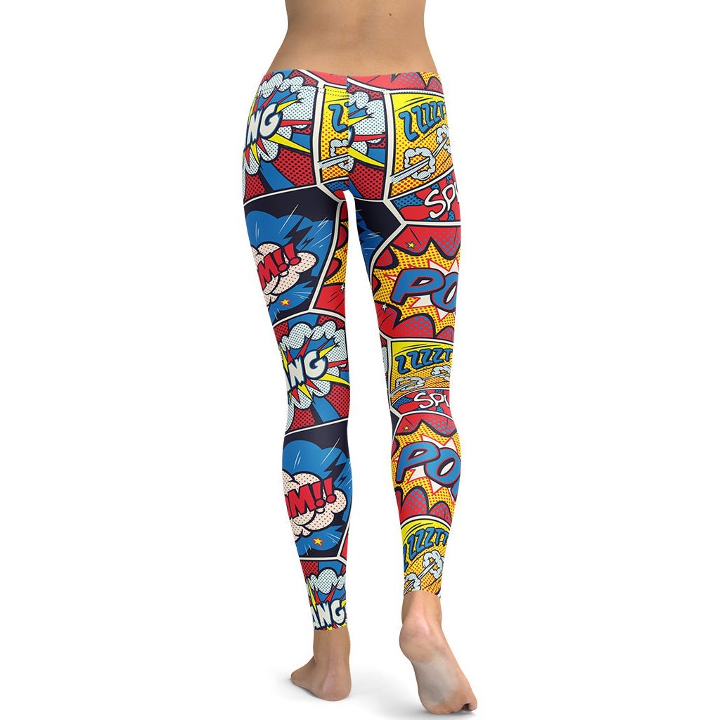 Superhero Comics Graphic Art Printed Leggings FIERCEPULSE