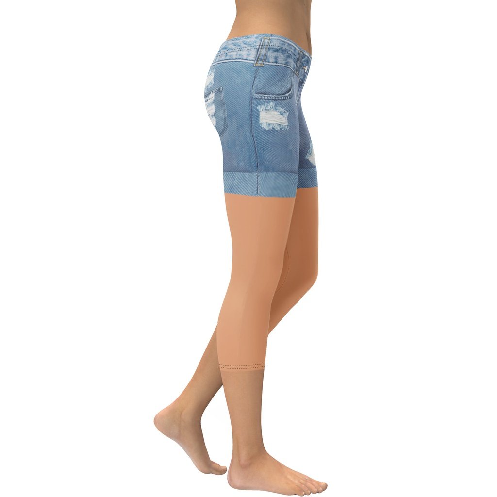 Warm Nude Denim Shorts Capris