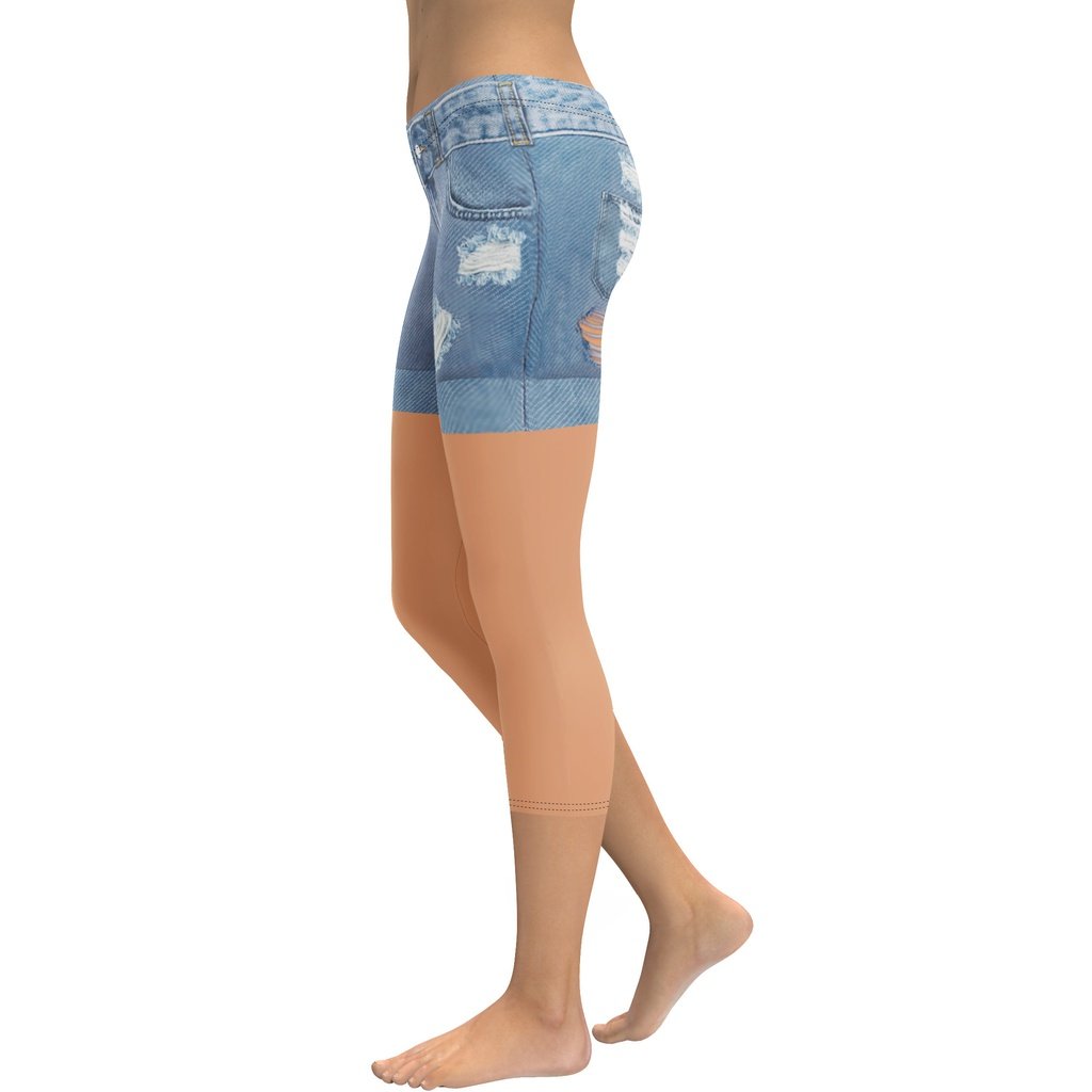 Warm Nude Denim Shorts Capris