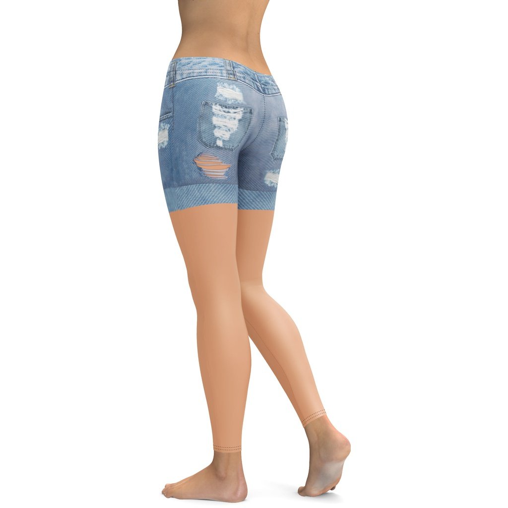 Warm Nude Denim Shorts Leggings