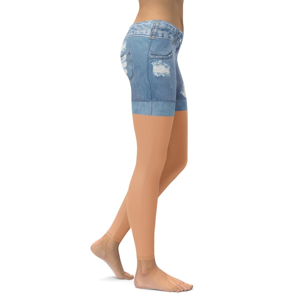Warm Nude Denim Shorts Leggings