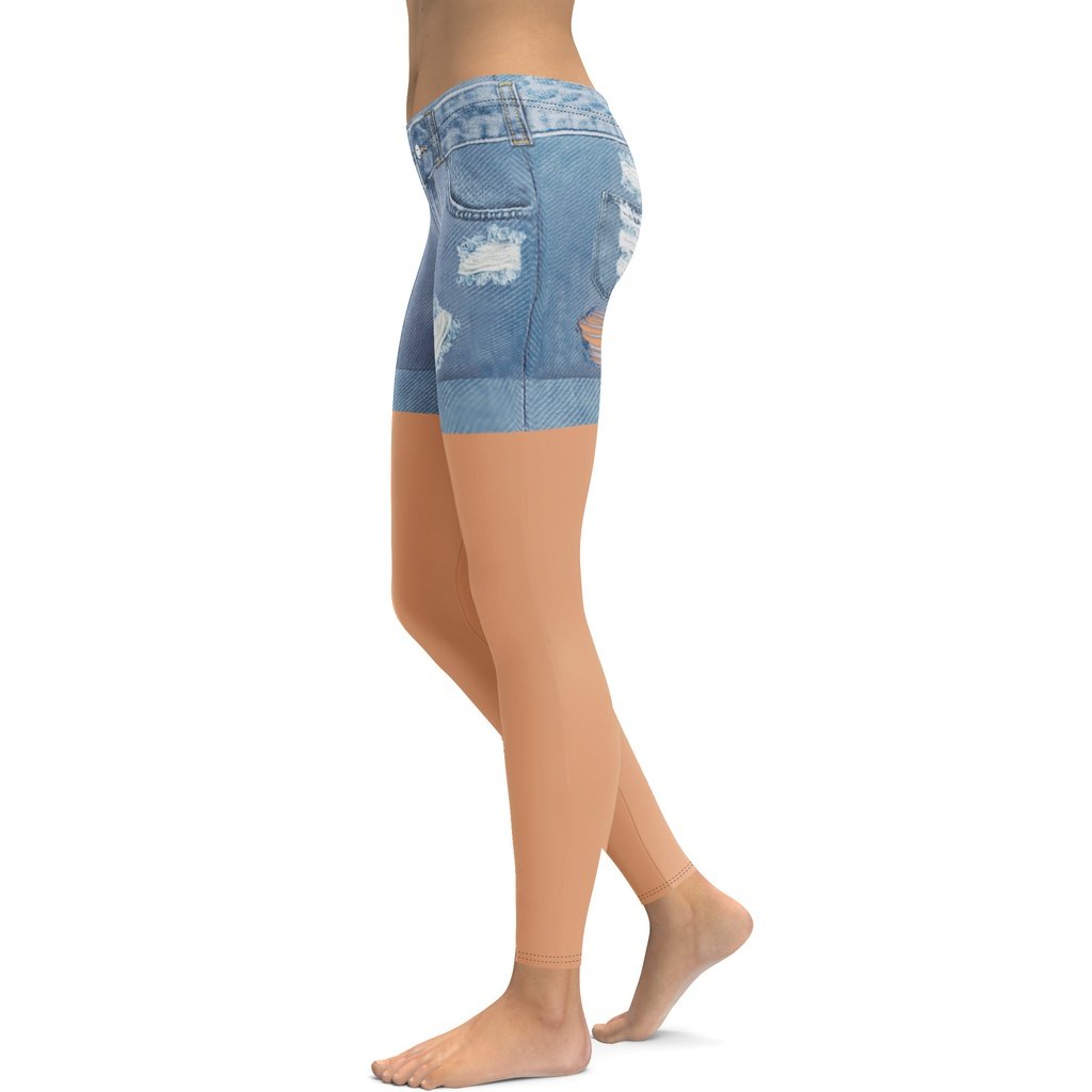 Warm Nude Denim Shorts Leggings