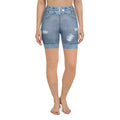 Tan Tone Denim Shorts Yoga Capris