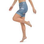 Tan Tone Denim Shorts Yoga Capris