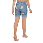 Tan Tone Denim Shorts Yoga Capris