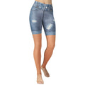 Warm Nude Denim Shorts Yoga Leggings