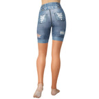 Warm Nude Denim Shorts Yoga Leggings