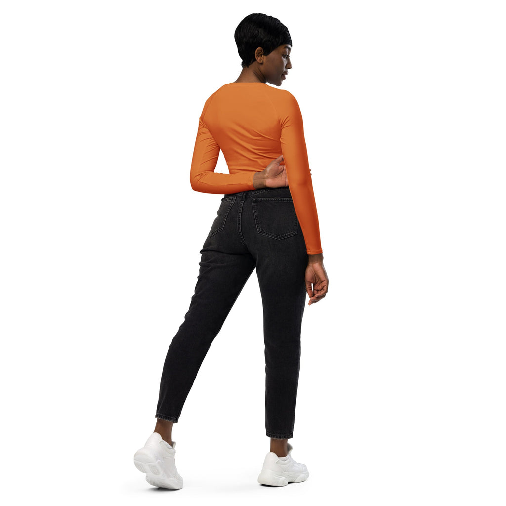 Tangerine Orange Recycled Long-sleeve Crop Top