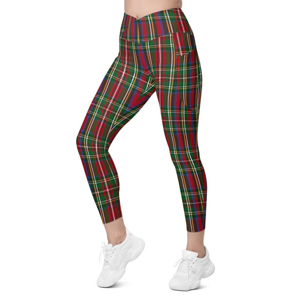 Tartan Christmas Crossover Leggings With Pockets
