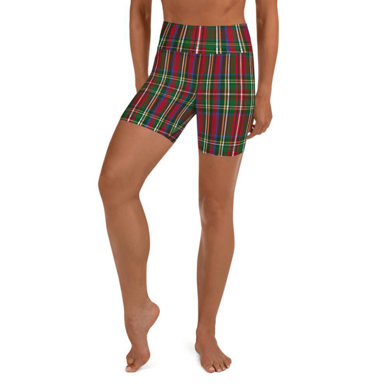 Tartan Christmas Yoga Shorts