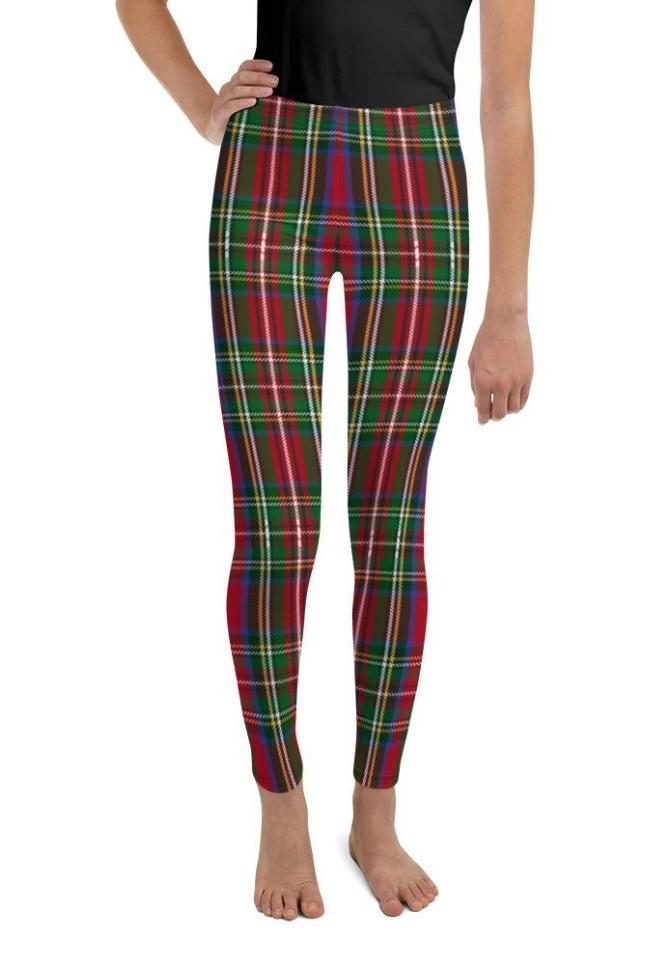 Tartan Christmas Youth Leggings: Youth's Christmas Outfits | FIERCEPULSE