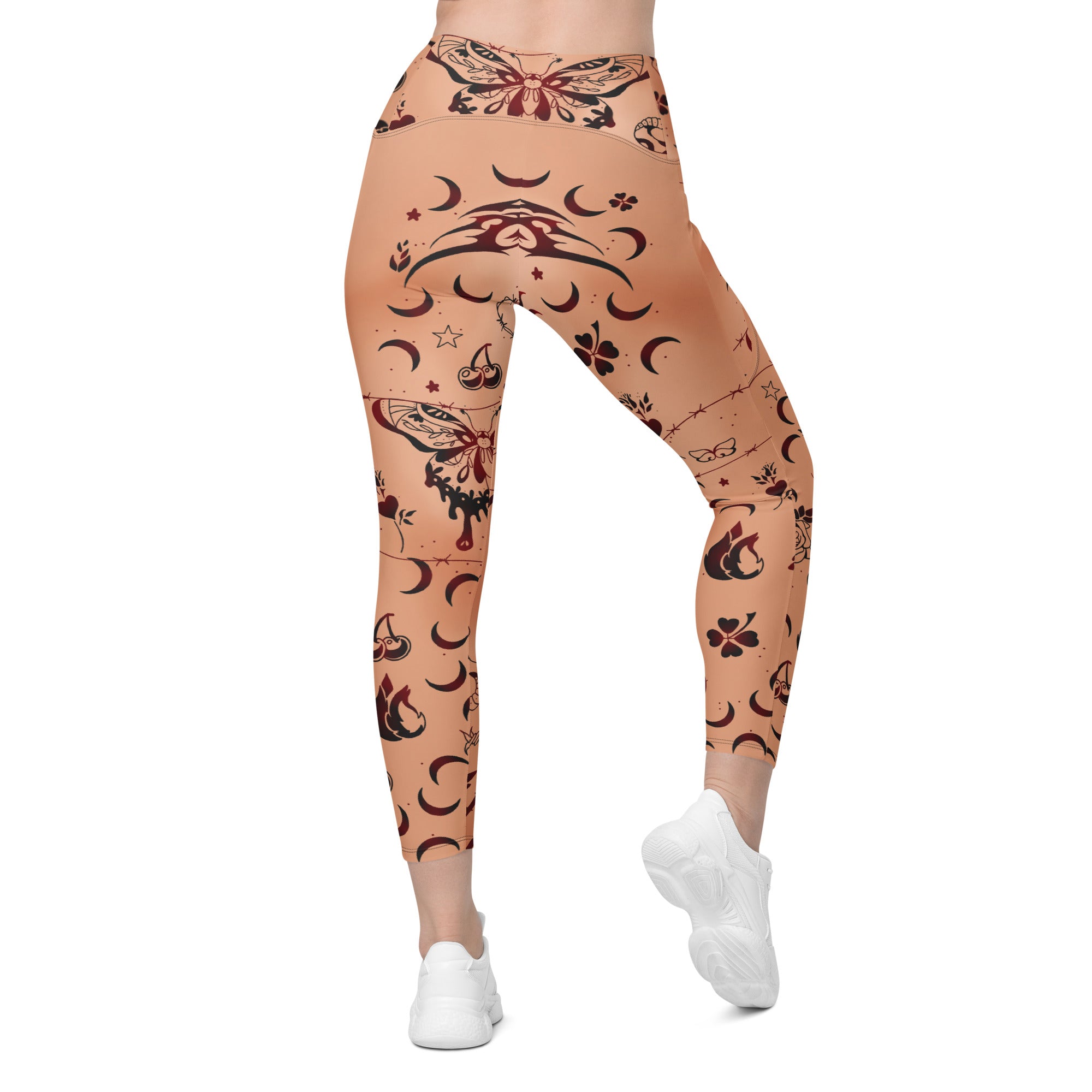 Tattoo Inspired Crossover Leggings With Pockets