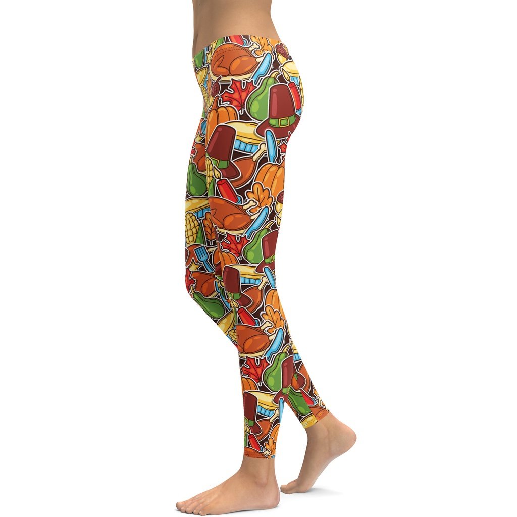 Happy Thanksgiving Leggings with Turkey bird, pumpkin, leaves - AIW Art  Gifts happy thanksgiving