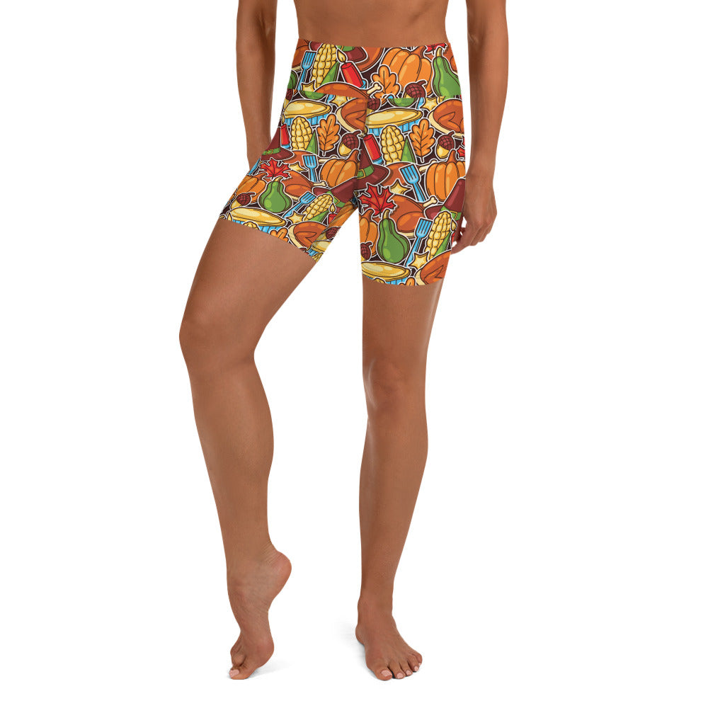 Thanksgiving Celebration Yoga Shorts