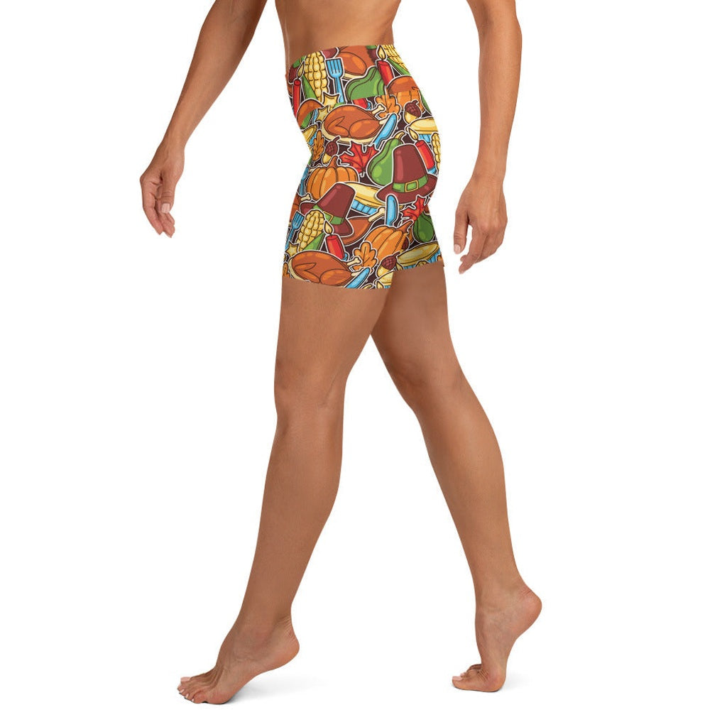 Thanksgiving Celebration Yoga Shorts