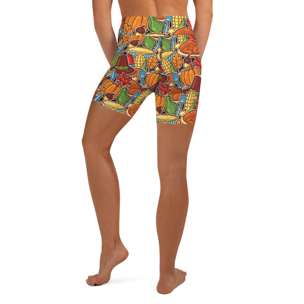 Thanksgiving Celebration Yoga Shorts