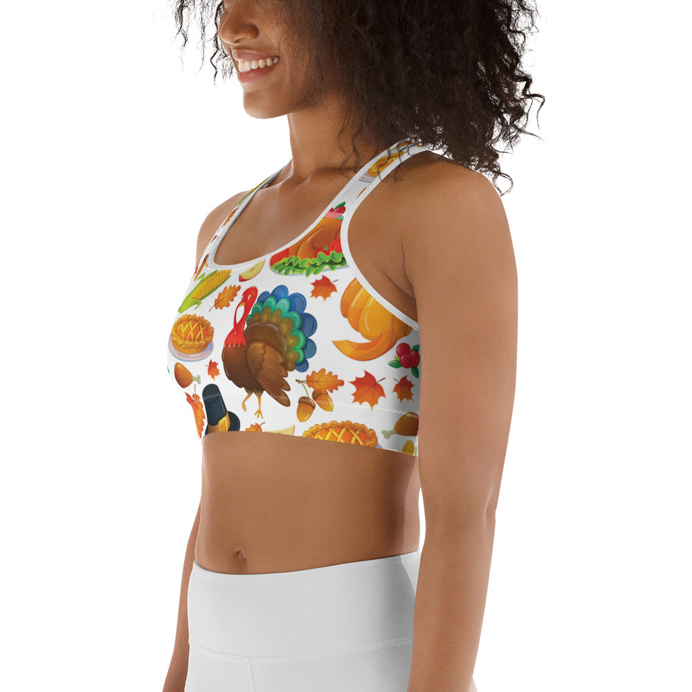 Thanksgiving Pattern Sports Bra