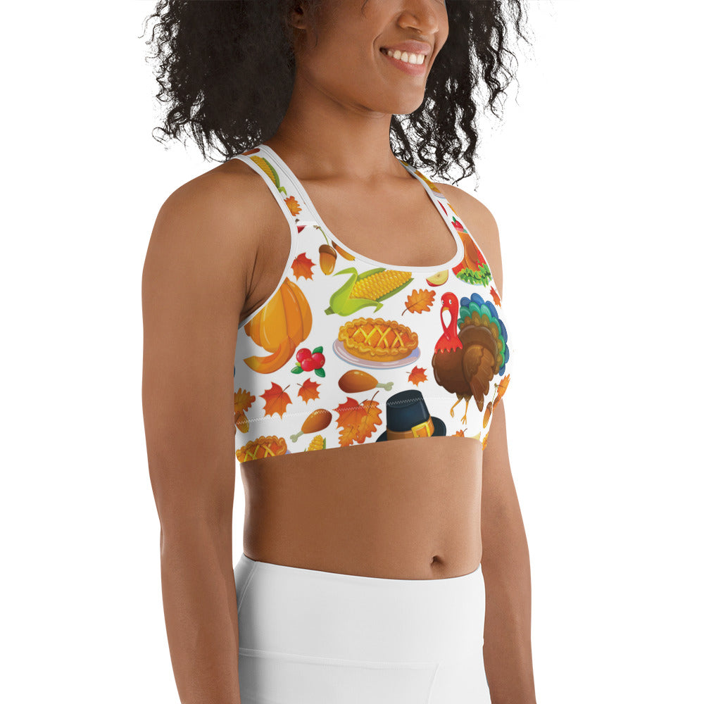 Thanksgiving Pattern Sports Bra