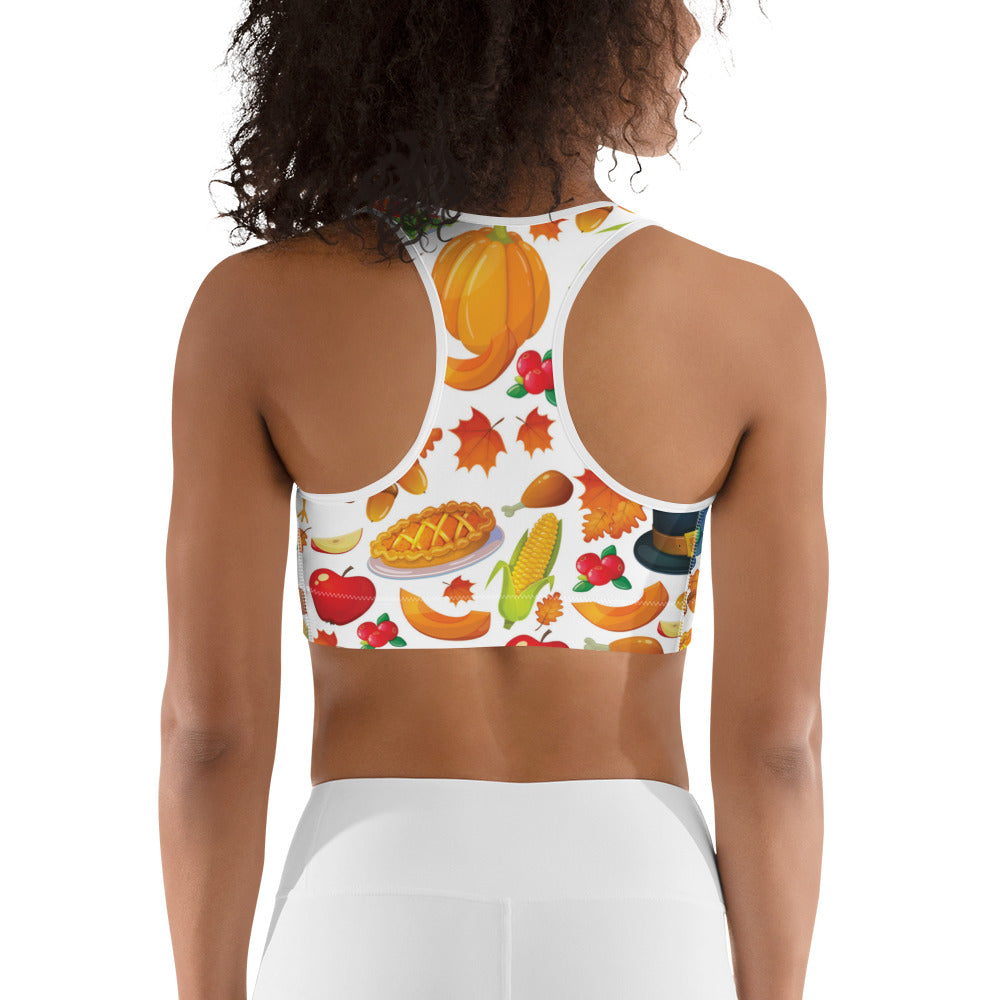 Thanksgiving Pattern Sports Bra