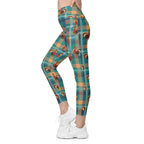 Thanksgiving Plaid Crossover Leggings With Pockets