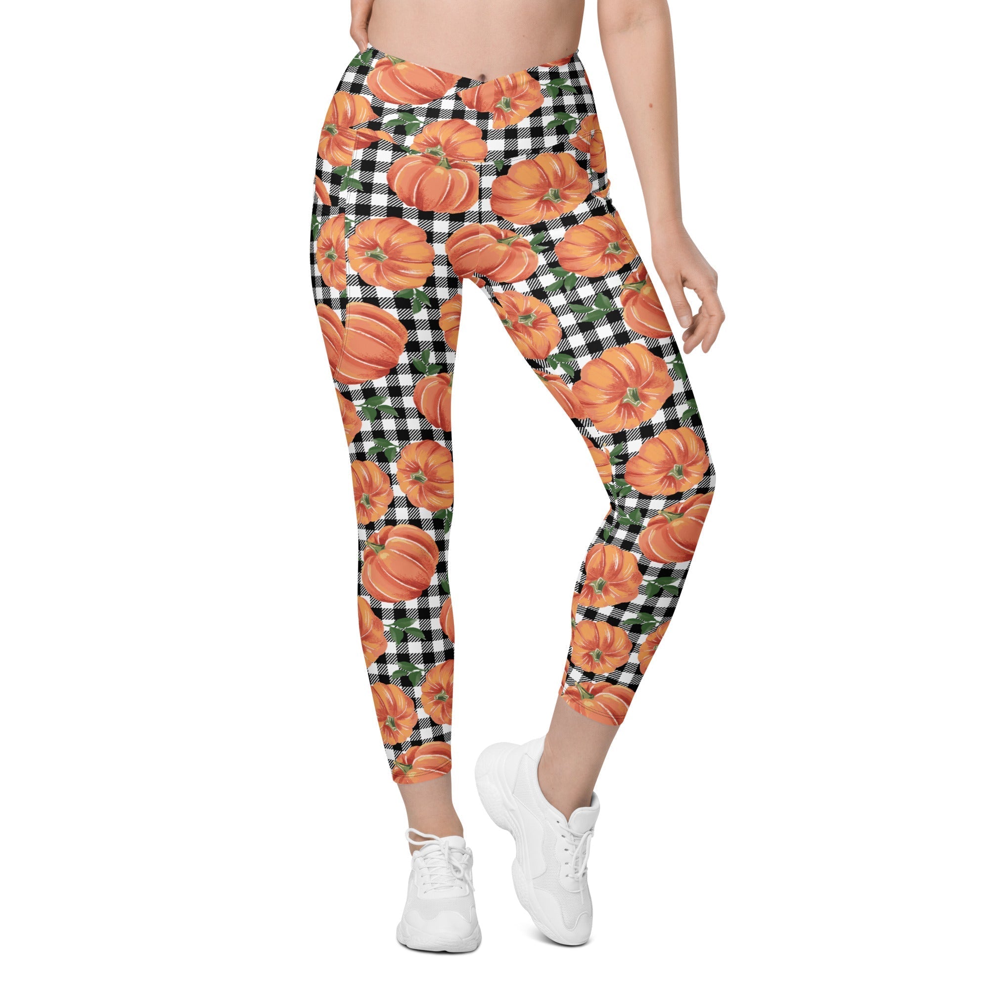 Thanksgiving Pumpkins Crossover Leggings With Pockets