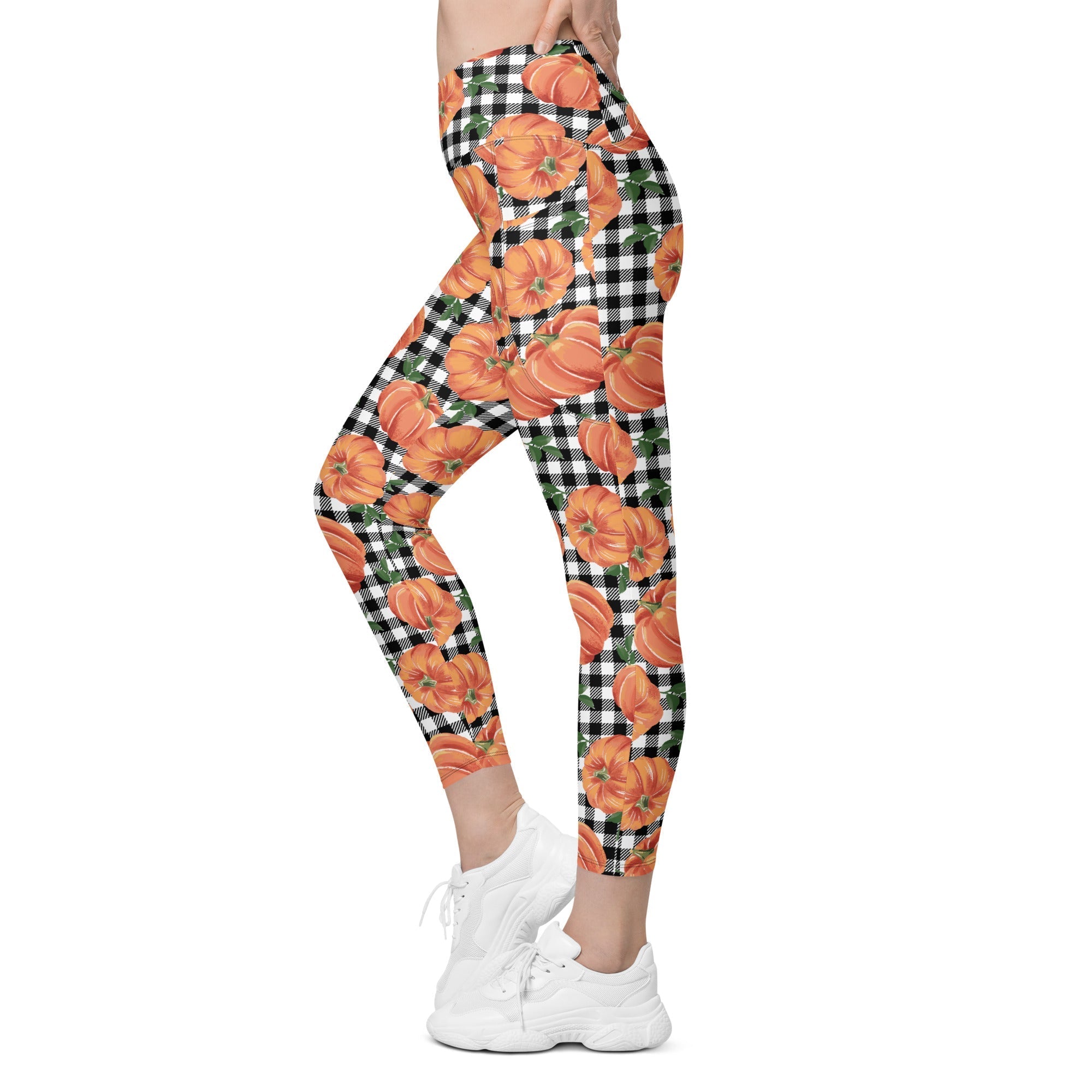 Thanksgiving Pumpkins Crossover Leggings With Pockets