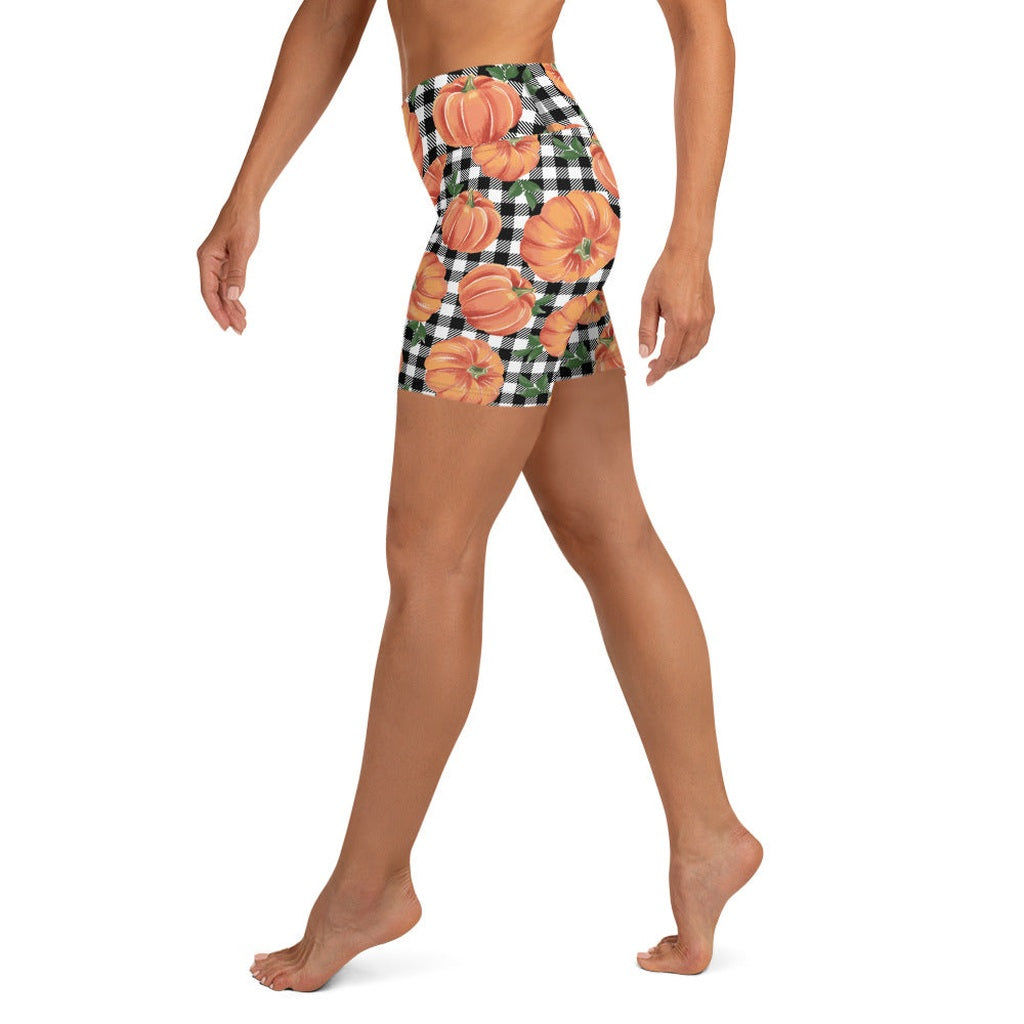 Thanksgiving Pumpkins Yoga Shorts