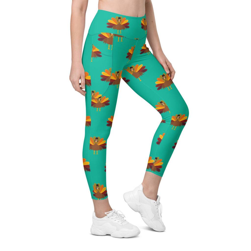 Thanksgiving Turkey Print Leggings With Pockets