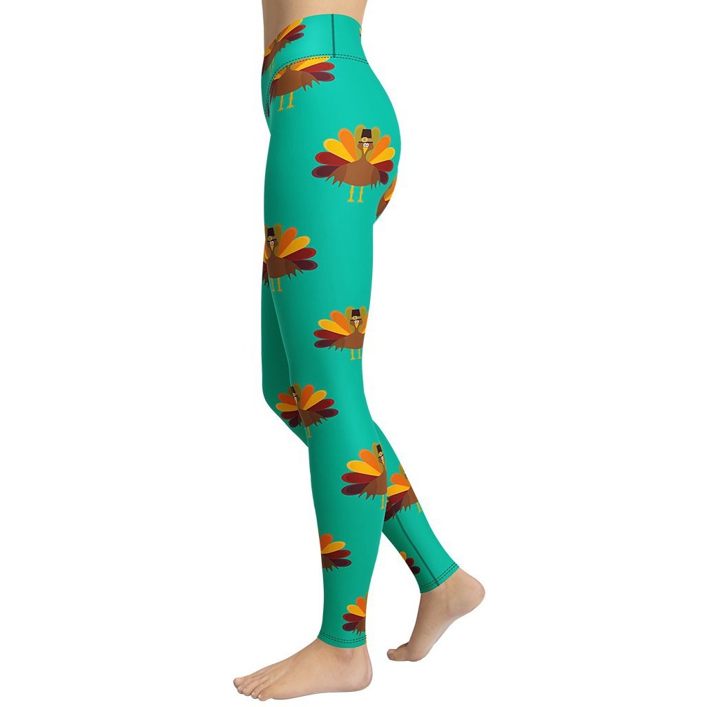 Thanksgiving Turkey Print Yoga Leggings - FiercePulse - Premium Workout Leggings - Yoga Pants