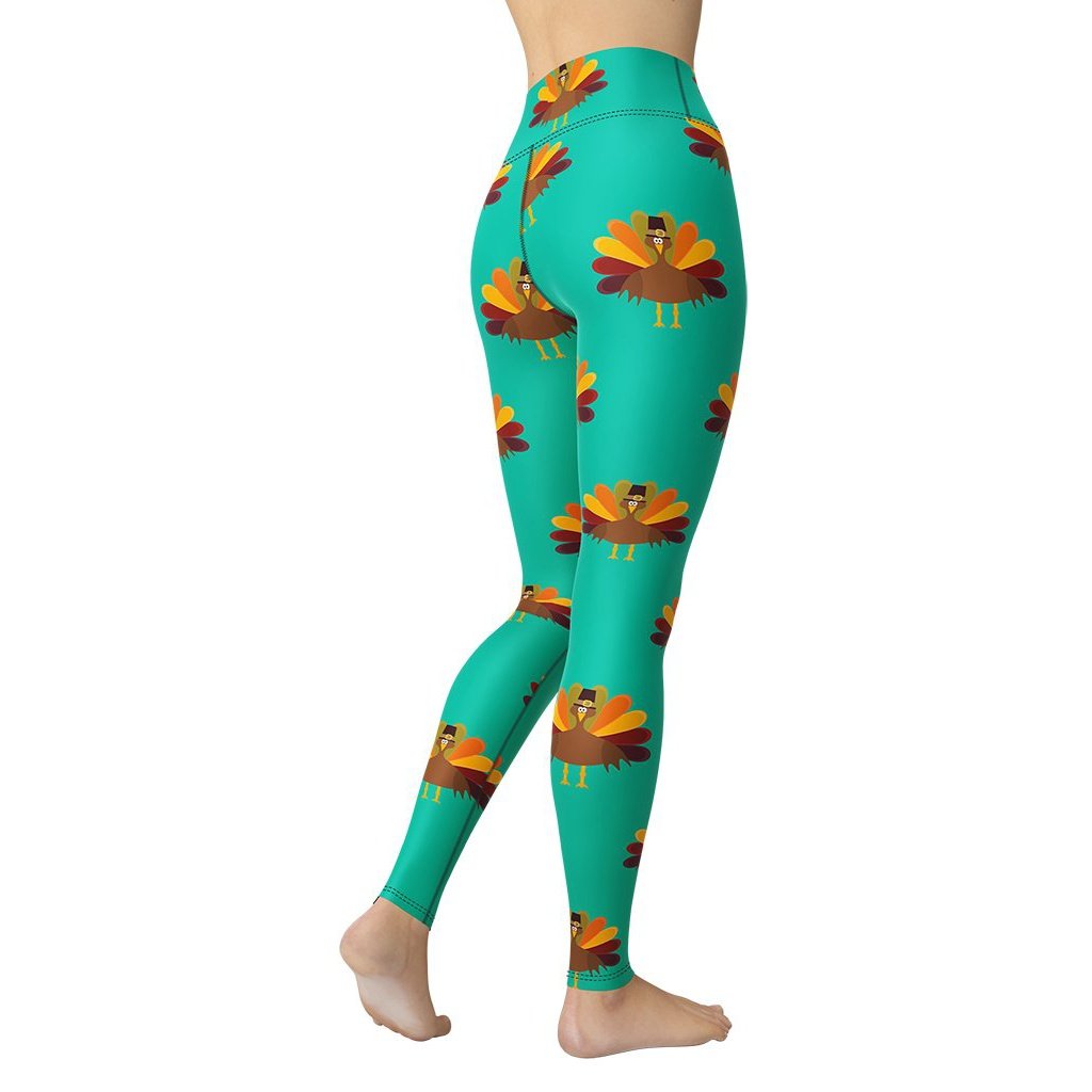 Thanksgiving Turkey Print Yoga Leggings - FiercePulse - Premium Workout Leggings - Yoga Pants