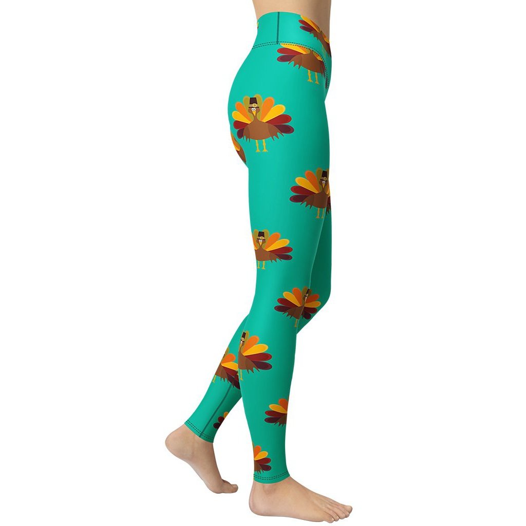 Thanksgiving Turkey Print Yoga Leggings - FiercePulse - Premium Workout Leggings - Yoga Pants