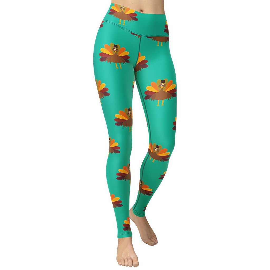 Thanksgiving Turkey Print Yoga Leggings - FiercePulse - Premium Workout Leggings - Yoga Pants
