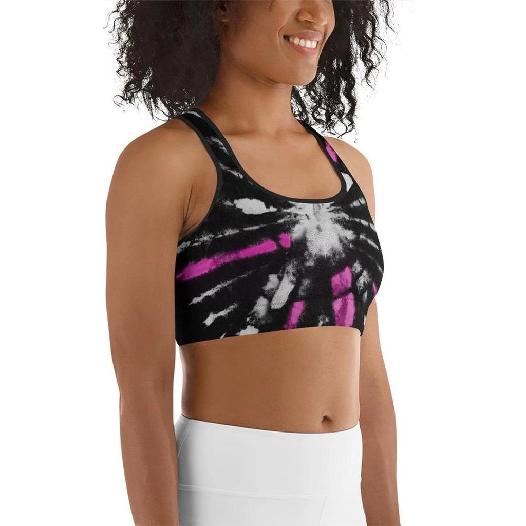Tie Dye Black Sports Bra