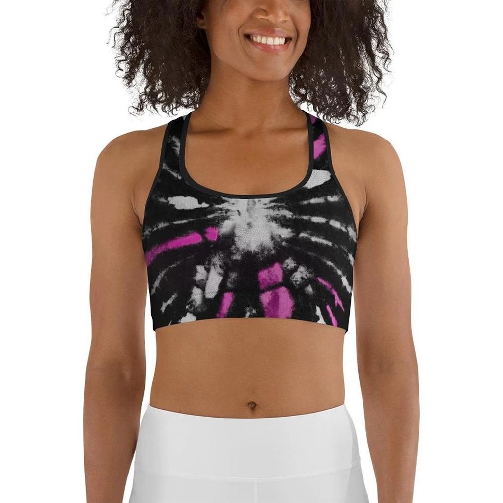 Tie Dye Black Sports Bra