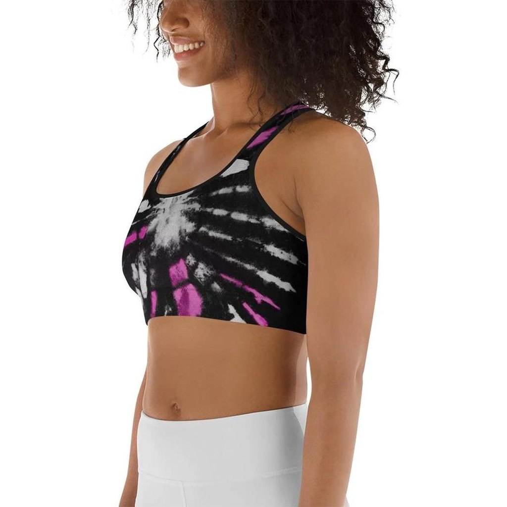 Tie Dye Black Sports Bra