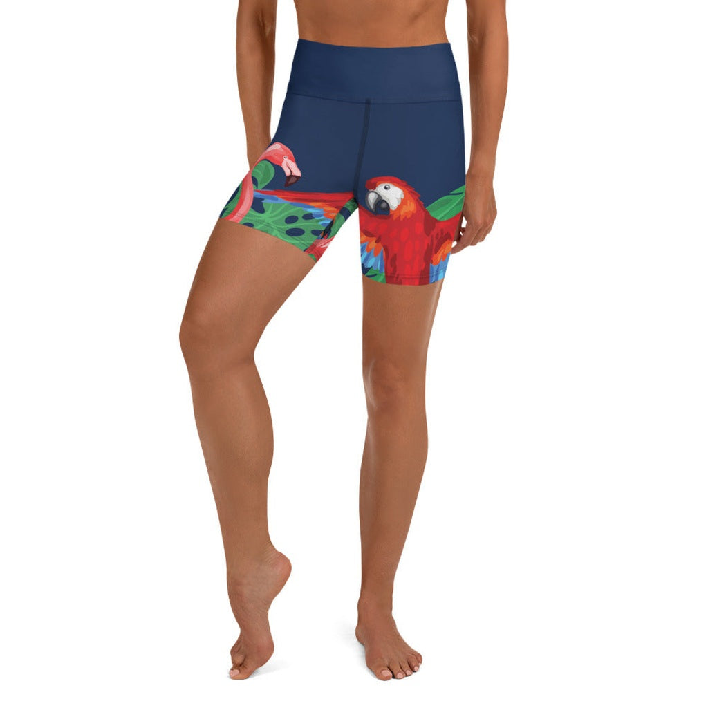 Tropical Birds Yoga Shorts