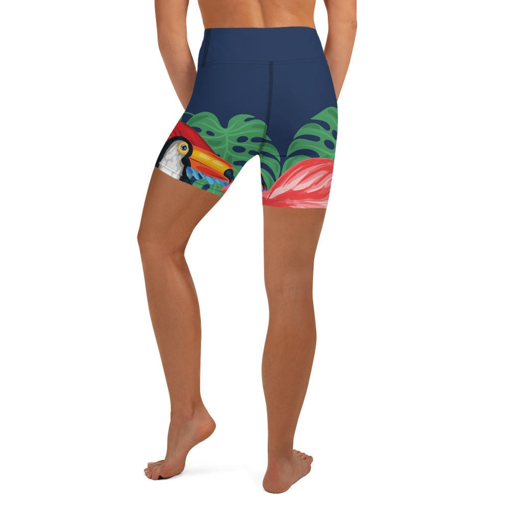 Tropical Birds Yoga Shorts