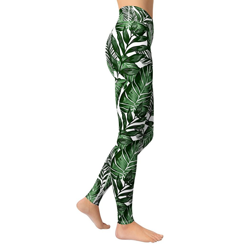 Tropical Green Yoga Leggings