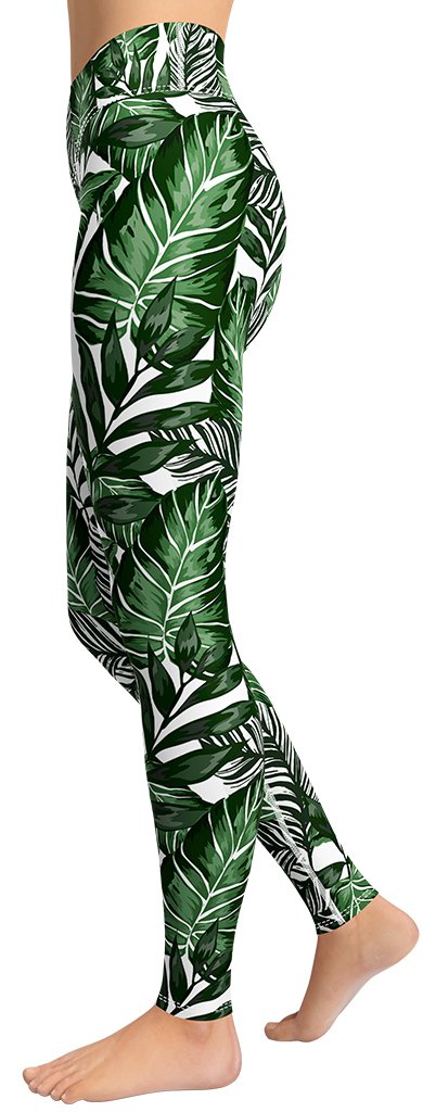 Tropical Green Yoga Leggings