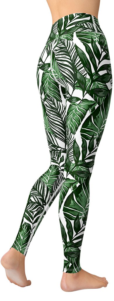 Tropical Green Yoga Leggings