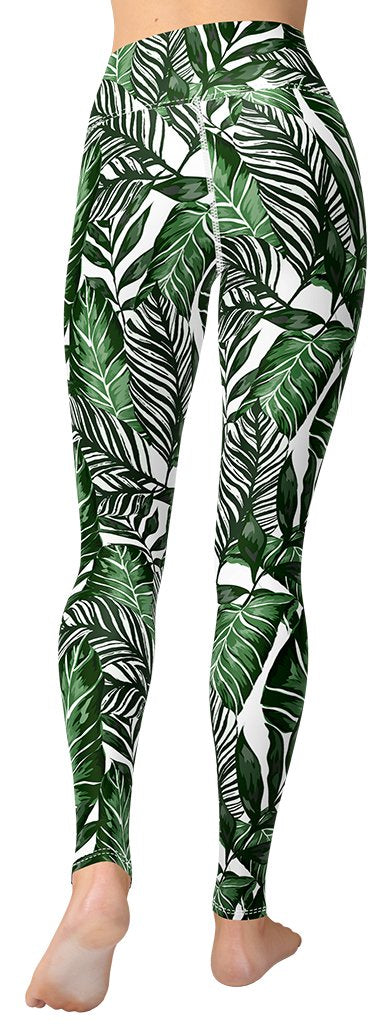 Tropical Green Yoga Leggings