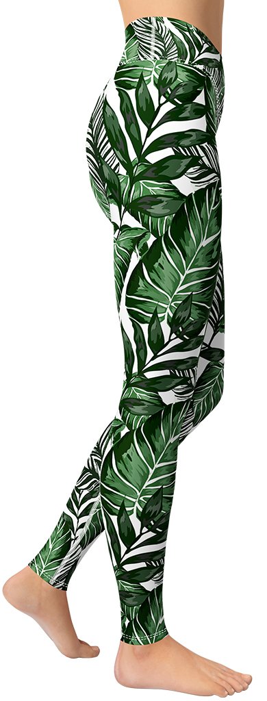 Tropical Green Yoga Leggings