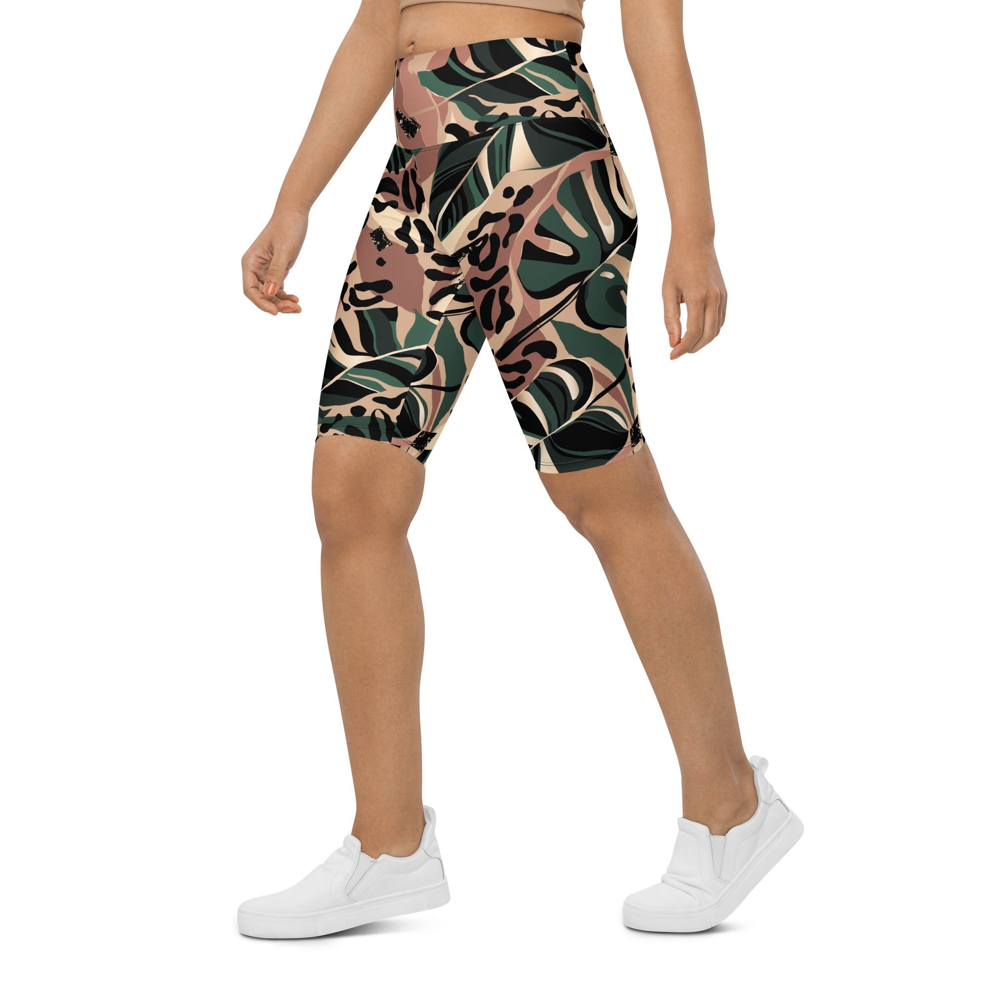 Tropical Leopard Biker Shorts