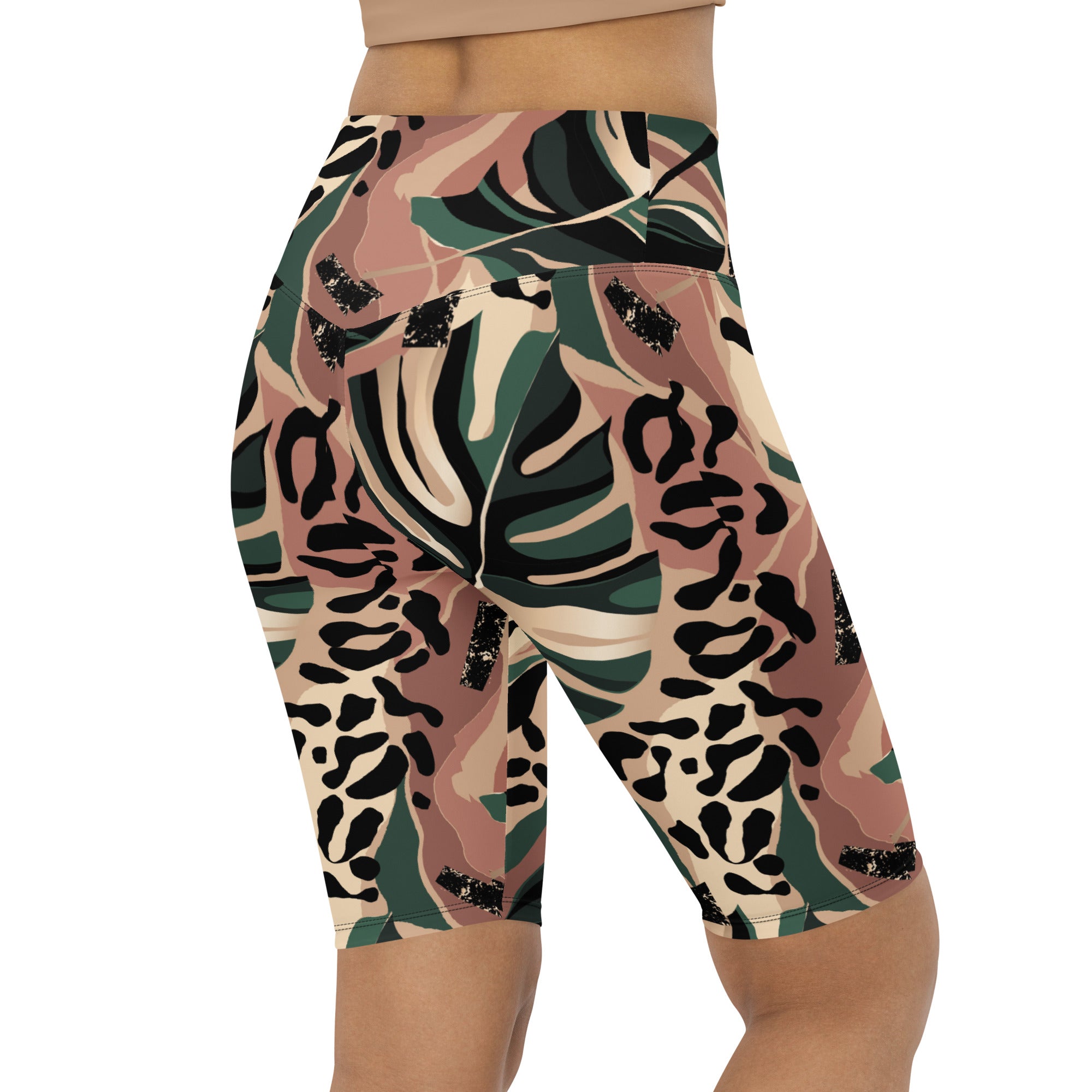 Tropical Leopard Biker Shorts
